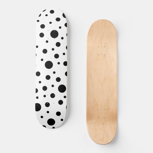 Skateboard Moderne Noir Blanc Points (Recto)