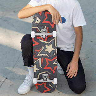 Skateboard Moderne Red Black Stars Cool Grunge Motif Personna