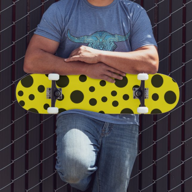 Skateboard Moderne Simple Noir pois motif jaune point (Extérieur 3)