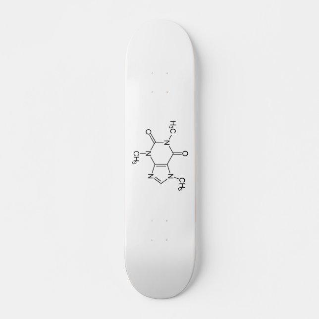 Skateboard Molécule de caféine Chimie Café Atomes (Devant)