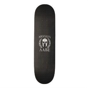 Skateboard Molon Labe Chrome Spartan Casque sur fibre de carb
