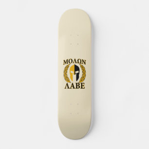Skateboard Molon Labe Laurels en Masque Spartiate Accent beig