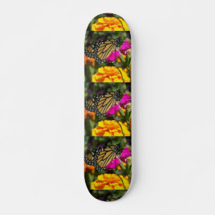 Skateboard Monarch butterfly on pink marigold-skateboard
