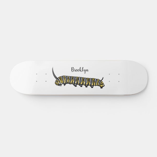 Skateboard Monarch caterpillar cartoon illustration  (Horz)