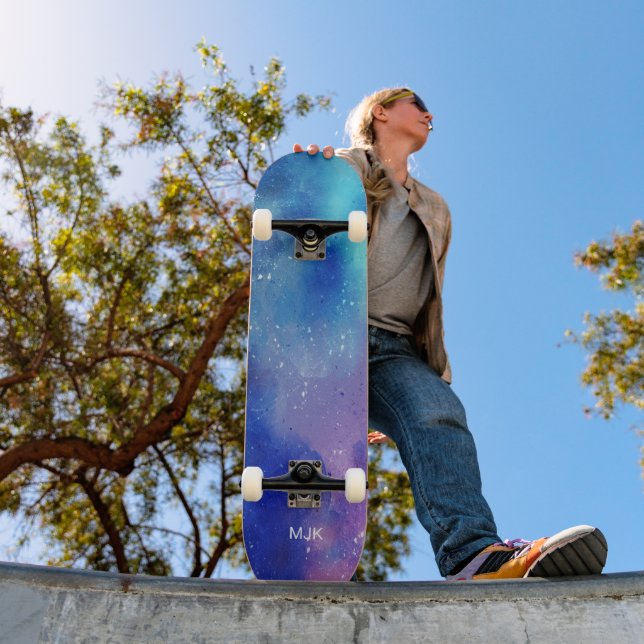 Skateboard Monogramme Aqua Violet Bleu (Extérieur 1)