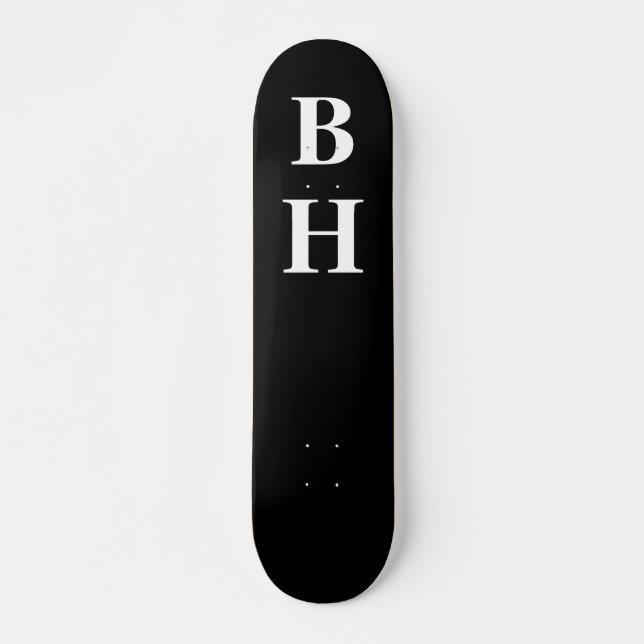 Skateboard Monogramme blanc noir simple et élégant personnali (Devant)