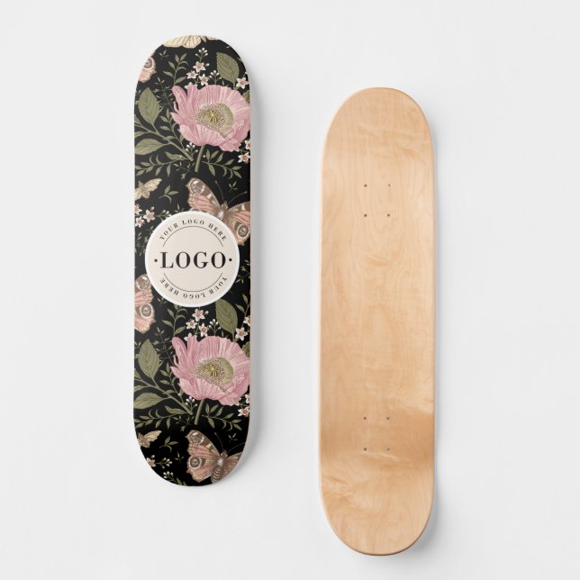 Skateboard Monogramme botanique Fleur sauvage moderne et tend (Recto)