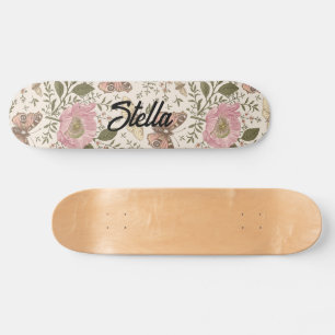Skateboard Monogramme botanique Fleur sauvage moderne et tend
