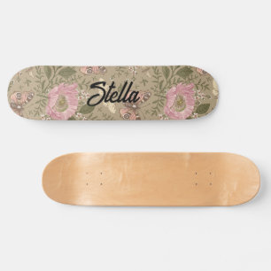 Skateboard Monogramme botanique Fleur sauvage moderne et tend