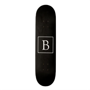 Skateboard Monogramme classique simple Texte noir et blanc