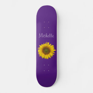 Skateboard Monogramme de tournesol jaune mou pourpre