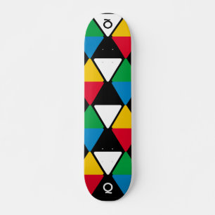 Skateboard Monogramme de triangles colorés modernes