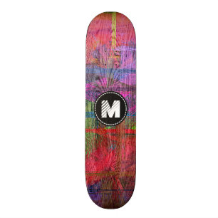 Skateboard Monogramme en bois coloré de texture de grain