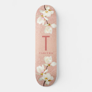 Skateboard Monogramme girly rose moderne personnalisées magno