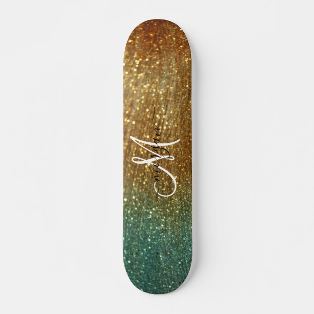 Skateboard Monogramme Holographique Parties scintillant or (Devant)