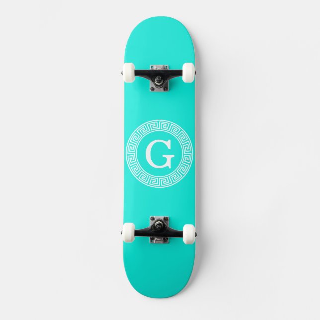 Skateboard Monogramme initial du cadre de ligne clé grecque d (Recto)