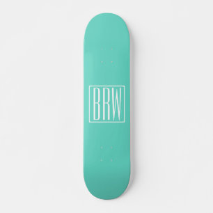 Skateboard Monogramme Initiales 3 Moderne Gras Blanc Sur Aq