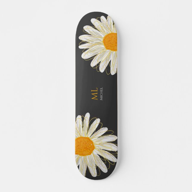 Skateboard Monogramme minimaliste cascolol Chamomiles (Devant)