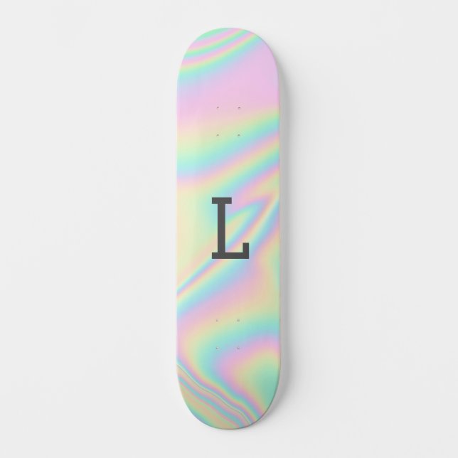 Skateboard Monogramme Moderne Arc-en-ciel Féminin Élégant (Recto)