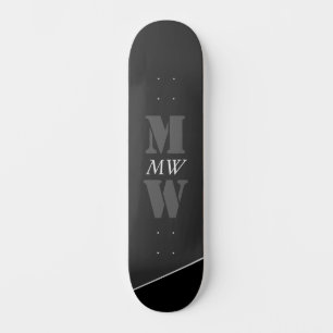 Skateboard Monogramme noir gris artistique moderne