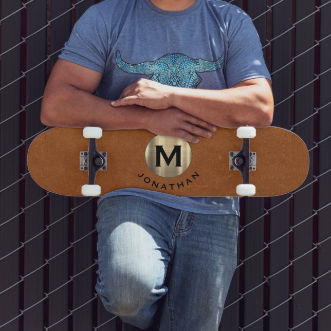 Skateboard Monogramme or en cuir moderne (Extérieur 3)