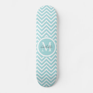 Skateboard Monogramme   Pastel Blue Green Chevron