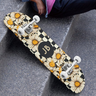 Skateboard Monogramme Retro Super Daisy Checkerboard