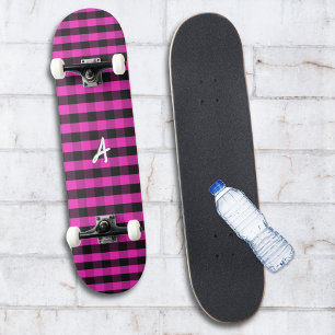 Skateboard Monogramme Rose Buffle Carreaux Motif à carreaux r