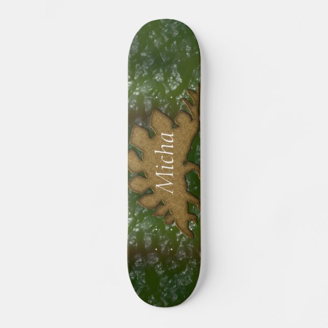 Skateboard Monogramme vert et Brown de peau de dinosaure (Recto)