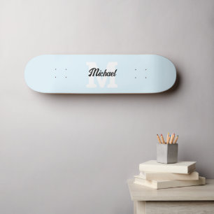 Skateboard Monogramme Vintage calligraphie Pastel Blue