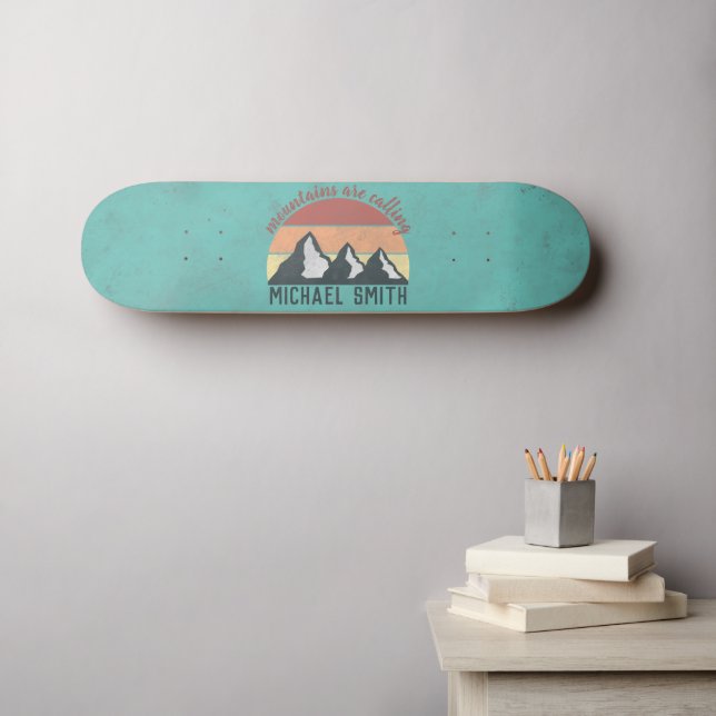 Skateboard Montagnes pastel vintage appellent monogramme (Art mural (Horz))