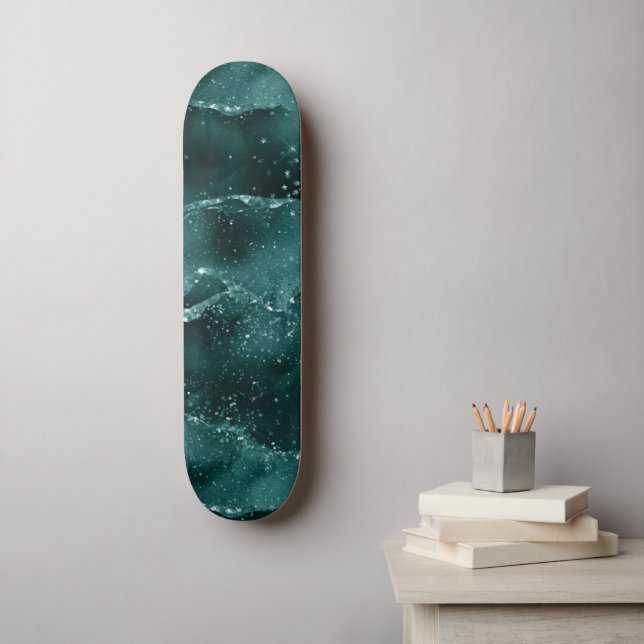 Skateboard Moody Agate | Turquoise Vert Malachite Riche Joyau (Art mural)