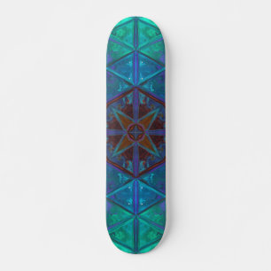 Skateboard Mosaic Kaleidoscope Carré Bleu et violet