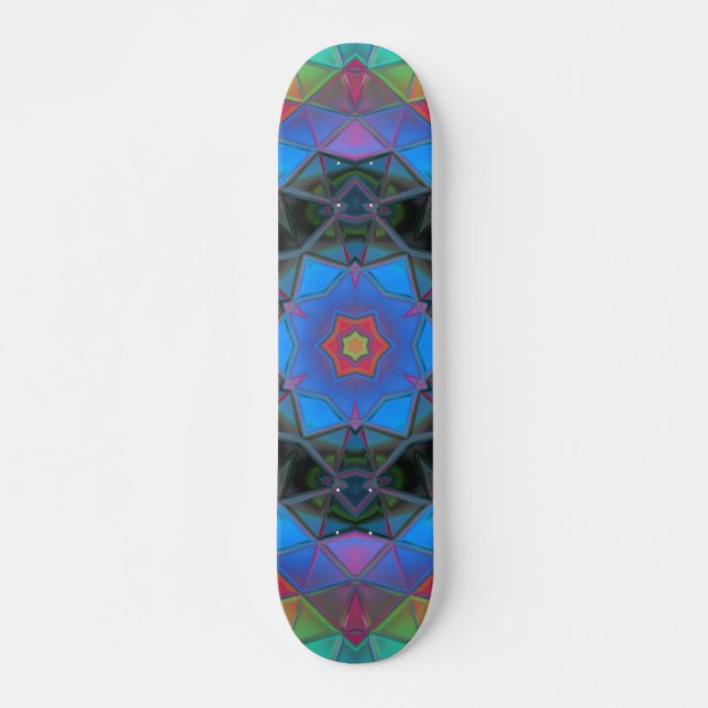 Skateboard Mosaic Kaleidoscope Fleur arc en ciel (Devant)