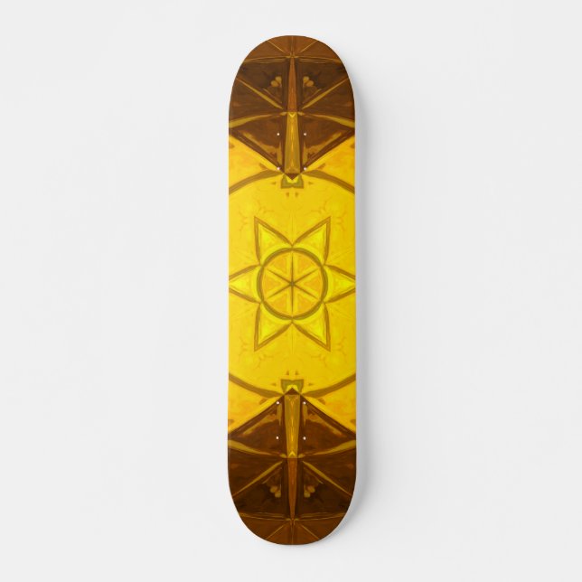 Skateboard Mosaic Kaleidoscope Fleur Jaune (Devant)