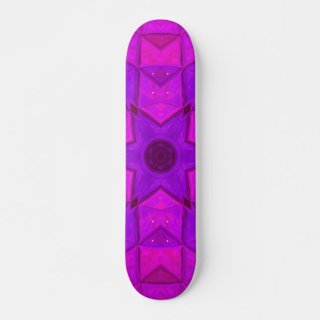 Skateboard Mosaic Kaleidoscope Fleur rose (Devant)