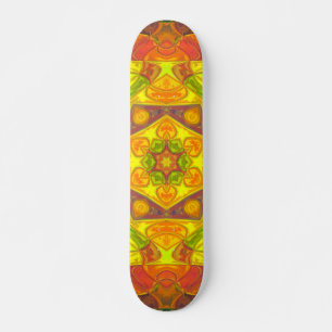 Skateboard Mosaic Mandala Fleur Jaune Orange et Violet