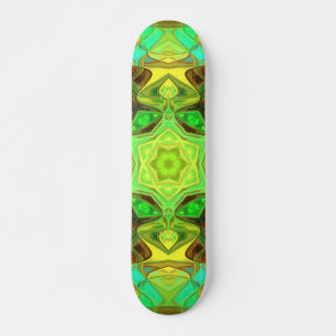 Skateboard Mosaic Mandala Flower vert bleu et jaune