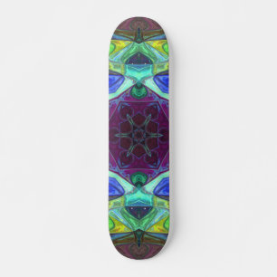 Skateboard Mosaic Mandala Flower violet bleu et vert