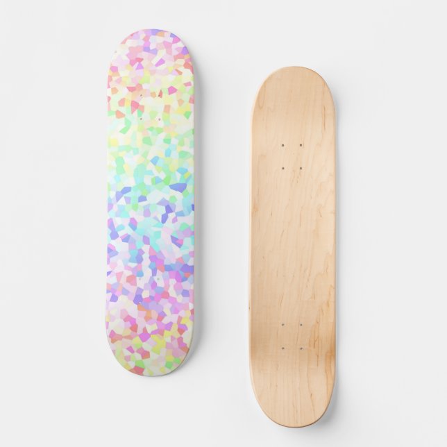 Skateboard Mosaïque bariolée funky arc-en-ciel (Recto)