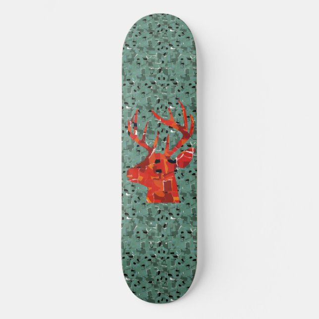 Skateboard Mosaïque de silhouette de tête de cerf (Recto)