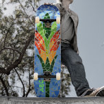 Skateboard Mosaïque multicolore Carrelage<br><div class="desc">Ce skateboard multicolore présente une fleur tropicale faite de carreaux de mosaïque colorés,  baignés de soleil et d'ombre. Ressentez les Vibes Tropicales ! Cette image est une photographie d'art en mosaïque originale par JLW_PHOTOGRAPHY.</div>