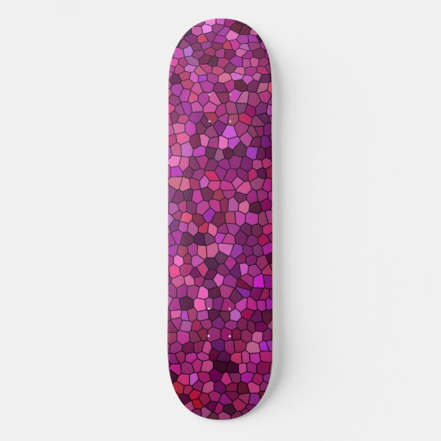 Skateboard Mosaïque Rose Violet  (Recto)