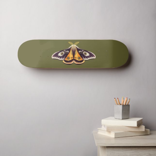 Skateboard Moth Insect Art Goblincore Saturnia Witchy Green (Art mural (Horz))