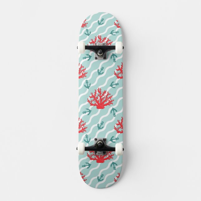 Skateboard Motif 1 de corail rouge (Recto)