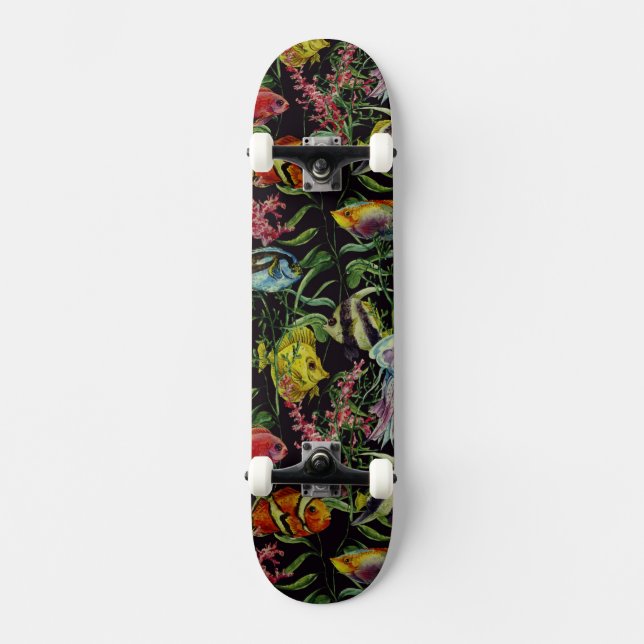 Skateboard Motif 1 de vie marine d'aquarelle (Recto)