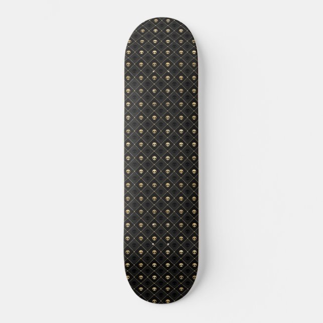 Skateboard Motif 2 crâne noir or diamants (Recto)