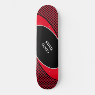 Skateboard Motif à carreaux noir et rouge & lignes ondulées