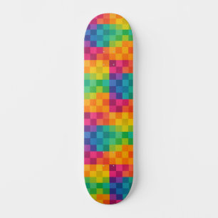 Skateboard Motif à carreaux rétro coloré