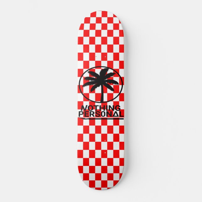Skateboard Motif à carreaux rouge et blanc (Recto)